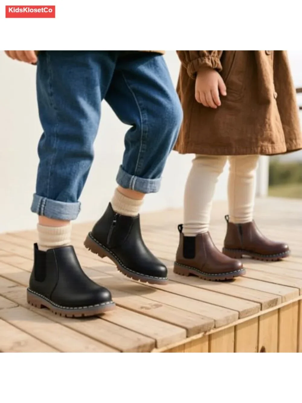 Kids Unisex Waterproof PU Leather Chelsea Ankle Boots Non-Slip